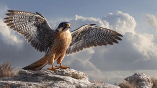 展翅雄鹰立于岩石之上