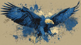 泼墨风格展翅翱翔的雄鹰