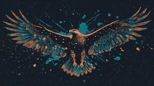 泼墨雄鹰展翅图