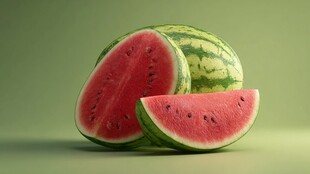 新鲜多汁的西瓜切片展示