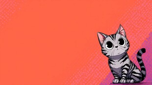 可爱猫咪于多彩背景中