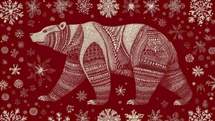 圣诞风花纹熊图案背景