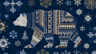 圣诞风图案中的行走北极熊