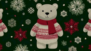 圣诞小熊图案的节日风背景