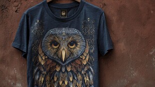 猫头鹰图案复古风T恤
