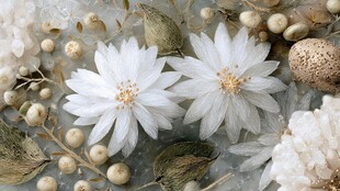 白色花卉与自然元素组合