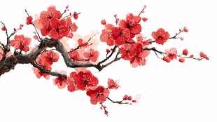 水墨红梅图