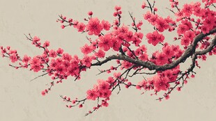 娇艳红梅枝头绽