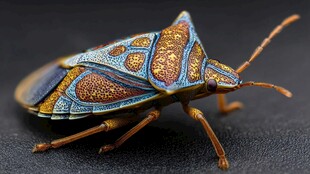 五彩斑斓盾蝽微距特写