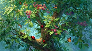 梦幻森林中的多彩生灵