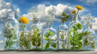 玻璃瓶中的自然植物景致