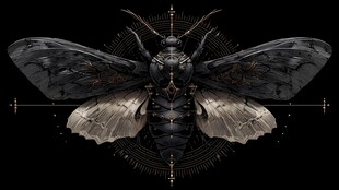 暗黑机械风飞蛾插画作品