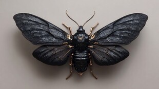 神秘黑翼昆虫特写