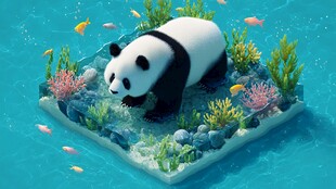 水下熊猫与多彩海洋生物