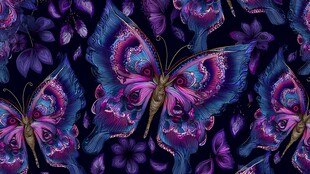 梦幻紫蓝蝴蝶花卉图案