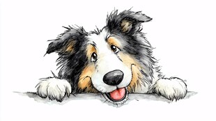 趴着卖萌的三色边境牧羊犬