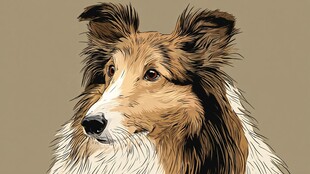 可爱牧羊犬的精美插画