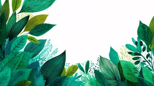清新绿叶边框背景插画