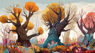 梦幻秋日森林奇幻景象