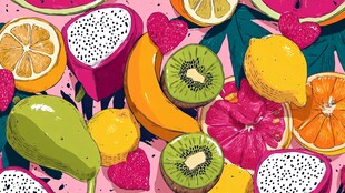 缤纷多彩水果插画