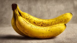 成熟带斑的新鲜香蕉