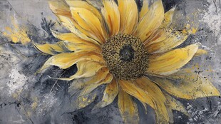 油画中的璀璨向日葵