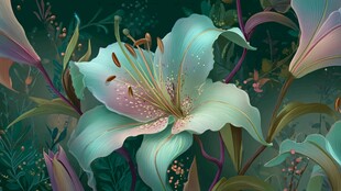 梦幻蓝百合绽放于幽境