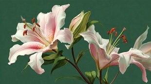 优雅绽放的粉色百合花