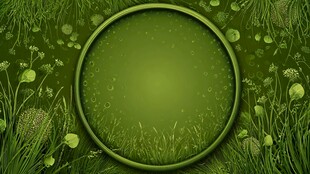 绿色草地圆形边框背景图