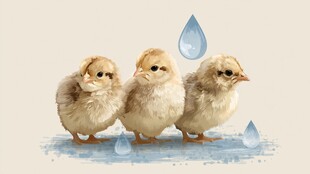 雨中三只萌小鸡