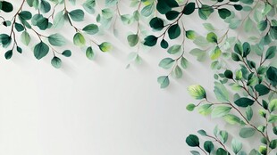 清新绿叶墙面装饰背景图