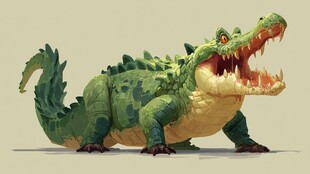 凶猛卡通鳄鱼张开大嘴