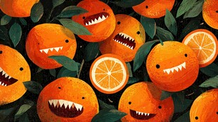 微笑的搞怪橙子插画