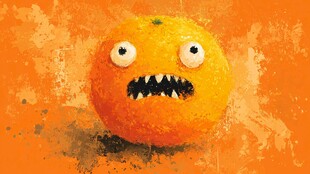 搞怪表情的拟人化橙子