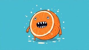 橙子卡通形象 表情超搞怪