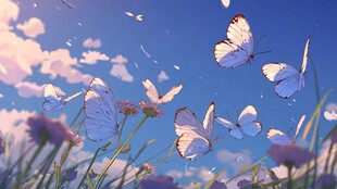 蝶舞花海 梦幻天空之景