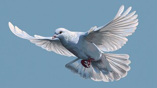 白鸽蓝天展翅飞翔