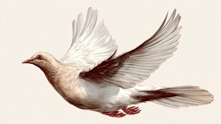 展翅飞翔的美丽白鸽