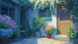 温馨庭院 繁花绿植相伴