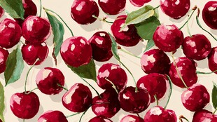 水彩风饱满樱桃图案