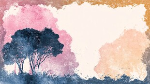 水彩绘就的梦幻树木风景