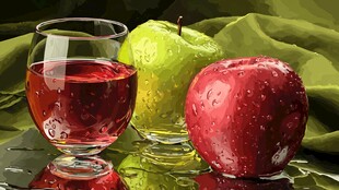 红苹果与果酒的清新组合