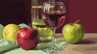 静物 苹果 酒杯与水瓶