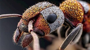 色彩斑斓的奇特甲虫特写