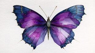 梦幻紫蓝蝴蝶标本特写