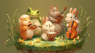 动物乐队草地音乐演奏会