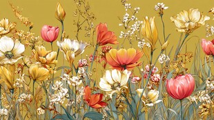 春日繁花盛放油画风景