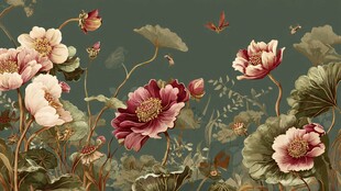 中式花卉图绘 雅致国风意境