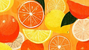 缤纷柑橘切片插画