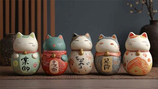可爱招财猫摆件精致展示